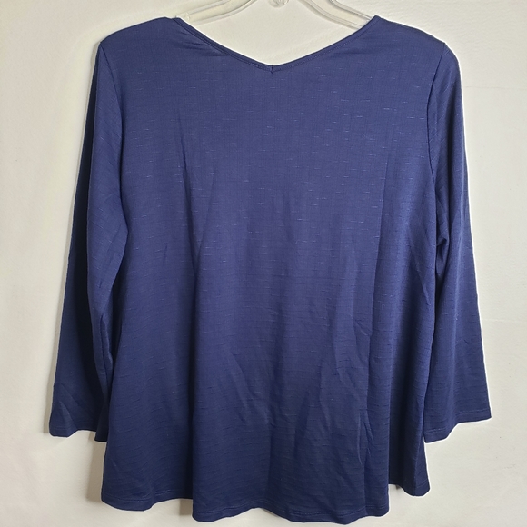 Status By Chenault Womens Twist Front V-Neck Pullover Navy Blue Top Size XXL NWT - Picture 3 of 13